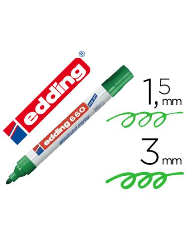Rotulador Edding Para Pizarra Blanca 660 Color Verde Punta Redonda 1,5-3 Mm