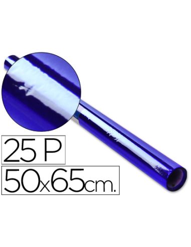 Papel Celofan Rollo Trepado Azul 25 Hojas De 50X65 Cm