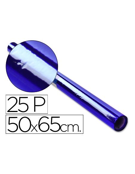 Papel Celofan Rollo Trepado Azul 25 Hojas De 50X65 Cm