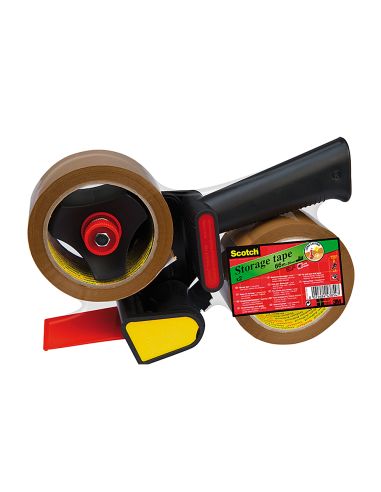 Portarrollo Scotch Para Embalaje Heavy Duty Bajo Ruido Con 2 Rollos De Cintas Marron 50Mm X 66Mt