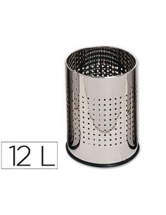 Papelera Metalica Q-Connect Perforada Cromada 250X325 Mm