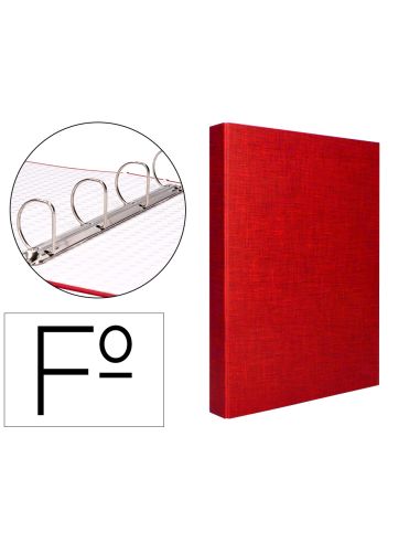 Carpeta De 4 Anillas 40Mm Mixtas Liderpapel Folio Carton Forrado Paper Coat Color Rojo