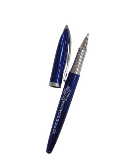 Boligrafo Metalico Azul C/Tapon Maria Auxiliadora
