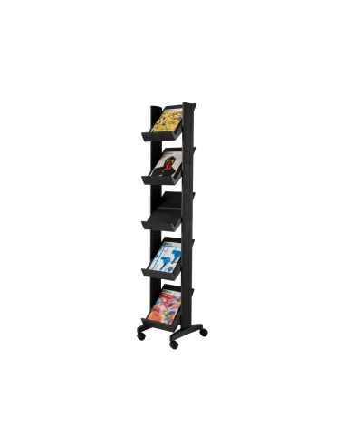 Expositor Paperflow De Suelo Movil 5 Estantes De 275X327Mm Color Negro Tamaño Del Expositor 350X1675X385 Mm