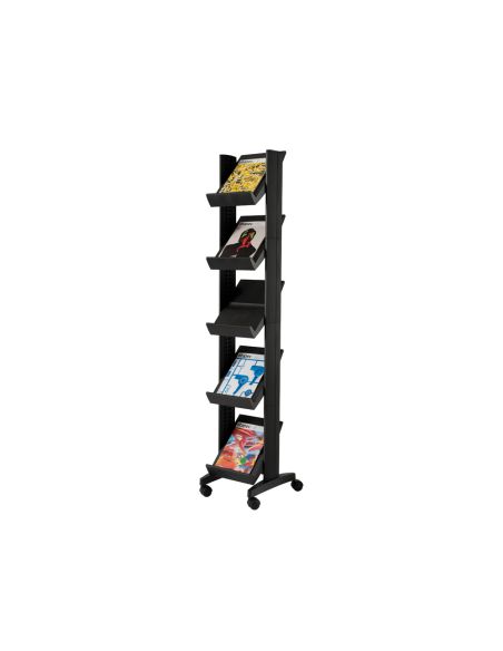Expositor Paperflow De Suelo Movil 5 Estantes De 275X327Mm Color Negro Tamaño Del Expositor 350X1675X385 Mm