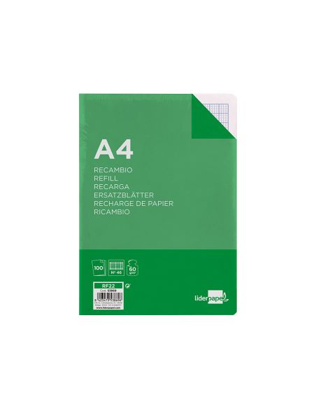 Recambio Liderpapel A4 100 Hojas 60Gr Rayado Nº 46 4 Taladros