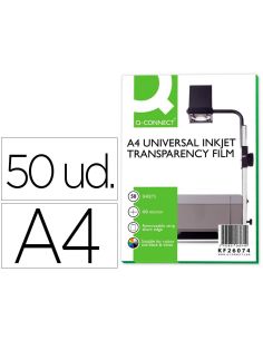 Transparencia Q-Connect Din A4 De Alta Calidad Kf26074 Para Ink-Ket Caja De 50 Hojas