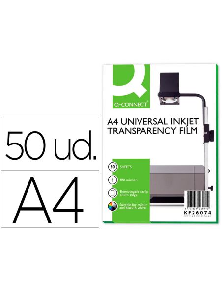 Transparencia Q-Connect Din A4 De Alta Calidad Kf26074 Para Ink-Ket Caja De 50 Hojas