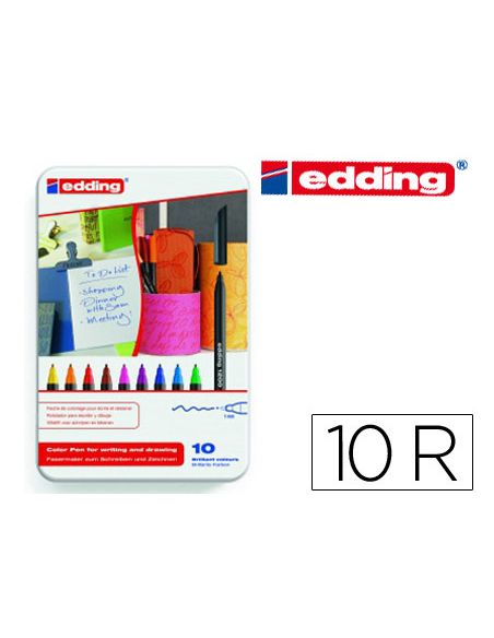 Rotulador Edding Punta Fibra 1200 Caja Metalica 10 Unidades Colores Surtidos Punta Redonda 0,5 Mm