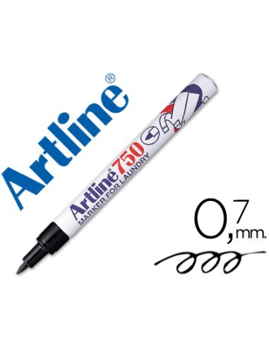Rotulador Artline Marcador Permanente Lavable Para Textil Ek-750 Negro Punta Redonda 0,7 Mm