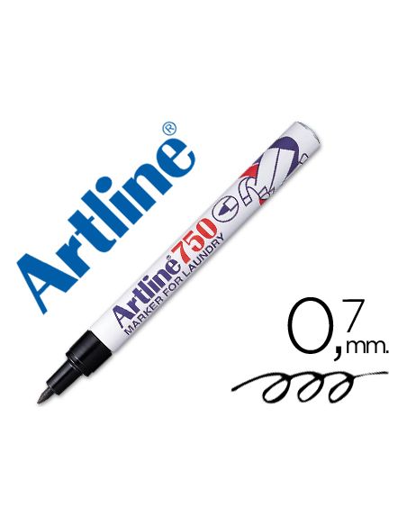 Rotulador Artline Marcador Permanente Lavable Para Textil Ek-750 Negro Punta Redonda 0,7 Mm