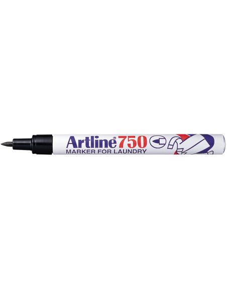 Rotulador Artline Marcador Permanente Lavable Para Textil Ek-750 Negro Punta Redonda 0,7 Mm