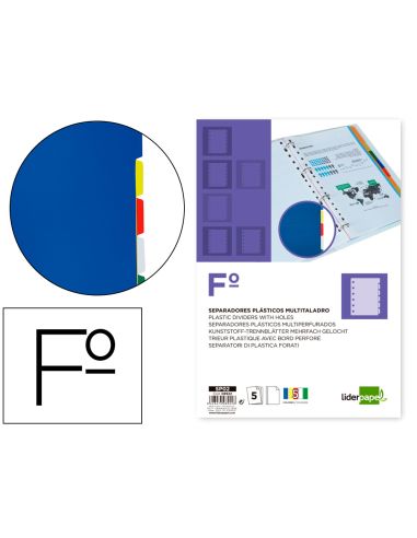 Separador Liderpapel Plastico Juego De 5 Separadores Folio 16 Taladros