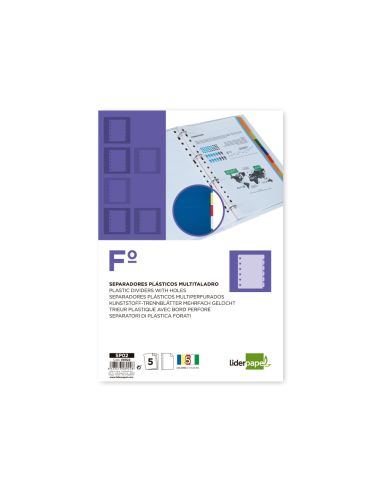 Separador Liderpapel Plastico Juego De 5 Separadores Folio 16 Taladros