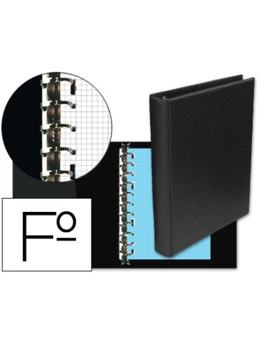 Carpeta Multifin Alfa 3005-G 16 Anillas 39 Mm Plastico Folio Negro 215X310 Mm