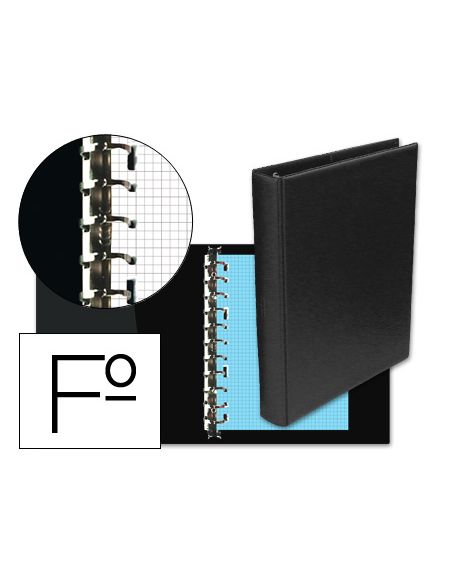 Carpeta Multifin Alfa 3005-G 16 Anillas 39 Mm Plastico Folio Negro 215X310 Mm
