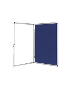 Vitrina De Anuncios Q-Connect Mural Grande Fieltro Azul Con Puerta Y Marco Con Cerradura 120X90 Cm 2