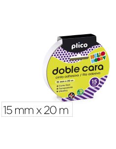 Cinta Adhesiva Plico Doble Cara 20 Mt X 15 Mm