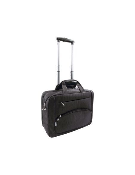 Maletin Para Portatil Q-Connect 16" Negro 1 Asa 2 Bolsillos Exteriores Y Ruedas Medidas 410X325X150 Mm