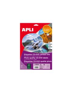 Etiqueta Adhesiva Apli 10603 Tamaño Cd-Rom 117 Mm Para Fotocopiadora Laser Ink-Jet Caja Con 10 Hojas/20 Etiquetas 2