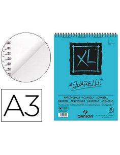 Bloc Dibujo Acuarela Canson Xl Aquarelle Grano Fino Din A3 Microperforado Espiral 29,7X42 Cm 30 Hojas 300 Gr/M2