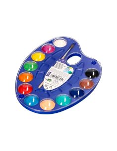 Acuarela Liderpapel 12 Colores Con Pincel Y Deposito Incluye Paleta De Plastico 2