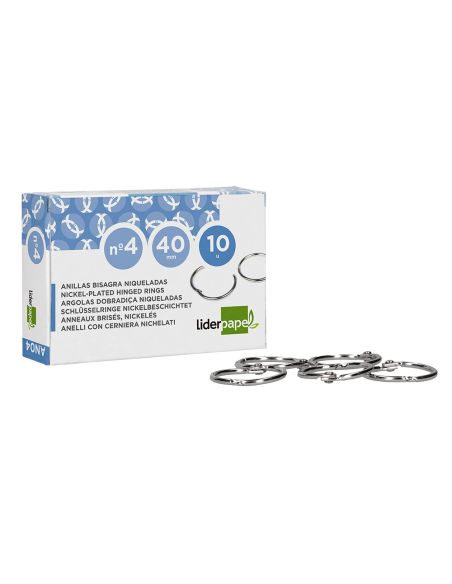 Anilla Bisagra Liderpapel Niquelada N.4 Diametro 40 Mm Caja De 10 Unidades