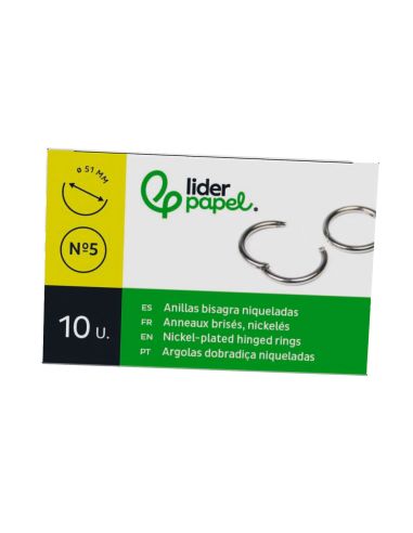 Anilla Bisagra Liderpapel Niquelada N.5 Diametro 51 Mm Caja De 10 Unidades