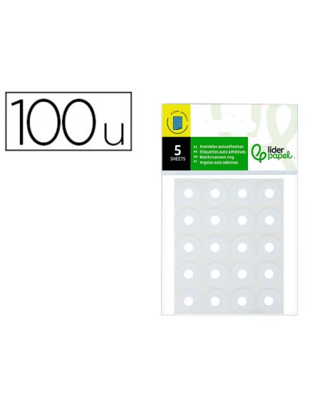 Arandela Autoadhesiva Liderpapel Blanca Blister De 100 Unidades