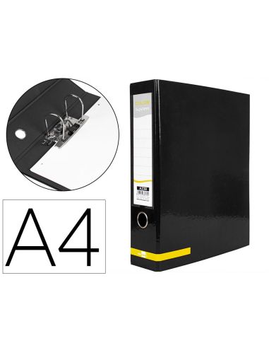 Archivador De Palanca Liderpapel A4 Color System Forrado Sin Rado Lomo 80Mm Negro Compresor Metalico|Libreriasalesiana