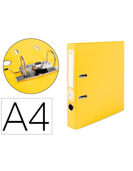 Archivador De Palanca Liderpapel A4 Documenta Forrado Pvc Con Rado Lomo 52Mm Amarillo Compresor Metalico