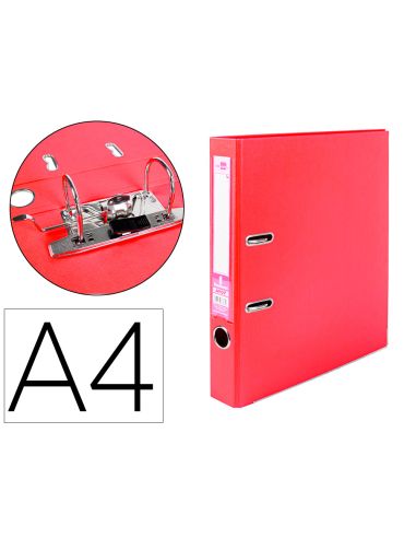 Archivador De Palanca Liderpapel A4 Documenta Forrado Pvc Con Rado Lomo 52Mm Rojo Compresor Metalico