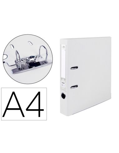Archivador De Palanca Liderpapel A4 Documenta Forrado Pvc Con Rado Lomo 52Mmblanco Compresor Metalico