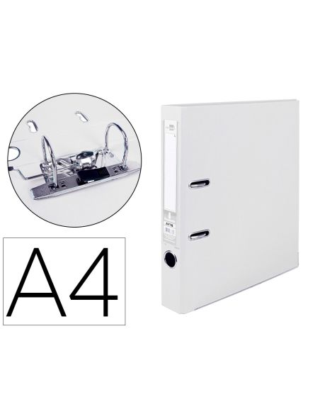 Archivador De Palanca Liderpapel A4 Documenta Forrado Pvc Con Rado Lomo 52Mmblanco Compresor Metalico