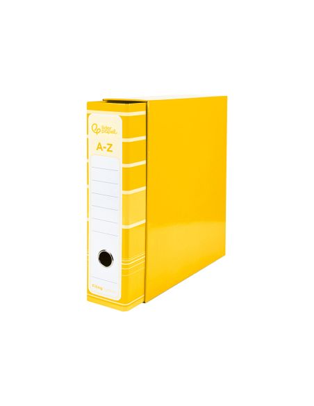 Archivador De Palanca Liderpapel A4 Filing System Forrado Sin Rado Lomo 80Mm Amarillo Con Caja Y Compresor Metal