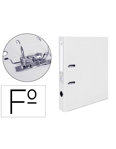 Archivador De Palanca Liderpapel Folio Documenta Forrado Pvc Con Rado Lomo 52 Mm Blanco Compresor Metalico