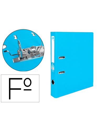 Archivador De Palanca Liderpapel Folio Documenta Forrado Pvc Con Rado Lomo 52 Mm Celeste Compresor Metalico