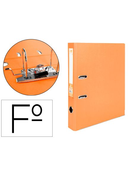 Archivador De Palanca Liderpapel Folio Documenta Forrado Pvc Con Rado Lomo 52 Mm Naranja Compresor Metalico