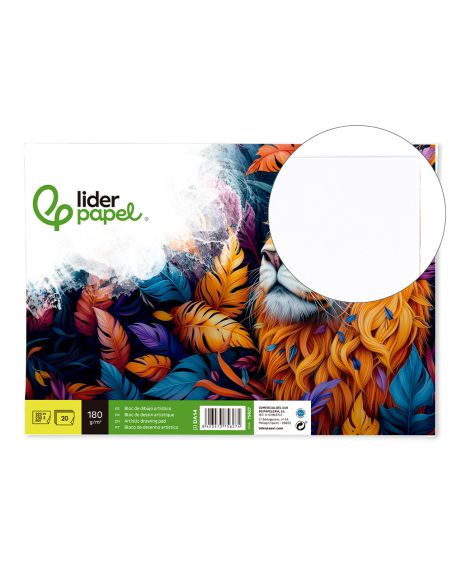 Bloc Dibujo Liderpapel Artistico Encolado 230X325Mm 20 Hojas 180 G/M2 Sin Recuadro