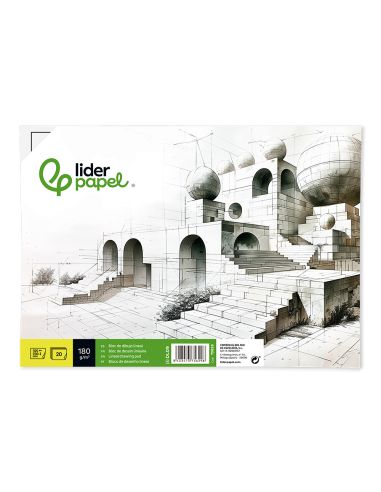 Bloc Dibujo Liderpapel Lineal Encolado 230X325Mm 20 Hojas 180 Gr/M2 Con Recuadro
