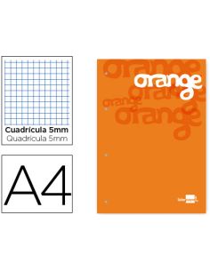 Bloc Encolado Liderpapel Cuadro 5 Mm Naranja A4 Natural100 Hojas 100 G/M2