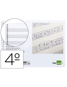 Bloc Musica Liderpapel Combi Pentagrama Cuadriculado 2,5Mm Cuarto 20 Hojas 100G/M2