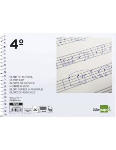 Bloc Musica Liderpapel Combi Pentagrama Cuadriculado 2,5Mm Cuarto 20 Hojas 100G/M2 2