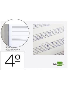 Bloc Musica Liderpapel Pentagrama 5Mm Cuarto 20 Hojas 100G/M2 Grapado