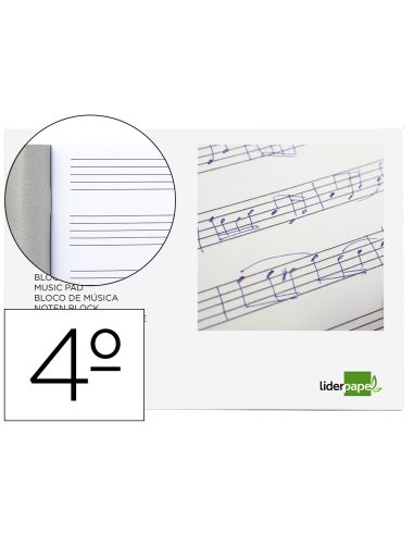 Bloc Musica Liderpapel Pentagrama 5Mm Cuarto 20 Hojas 100G/M2 Grapado