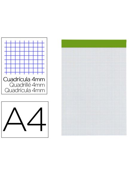Bloc Notas Liderpapel Cuadro 4 Mm A4 80 Hojas 60 G/M2 Perforado Sin Tapa