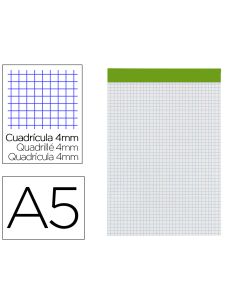 Bloc Notas Liderpapel Cuadro 4 Mm A5 80 Hojas 60 G/M2 Perforado Sin Tapa