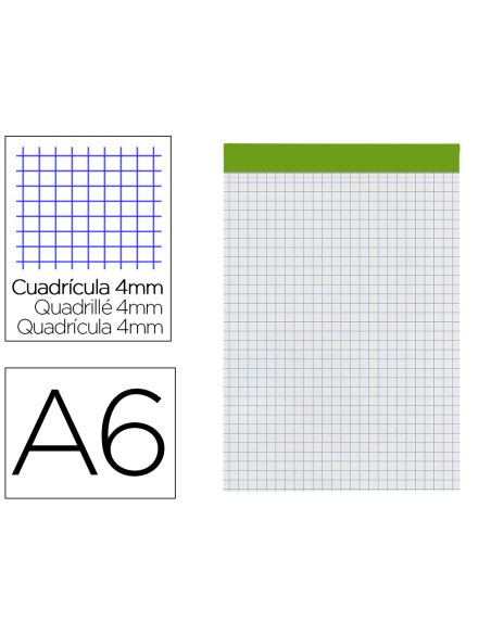 Bloc Notas Liderpapel Cuadro 4 Mm A6 80 Hojas 60 G/M2 Perforado Sin Tapa