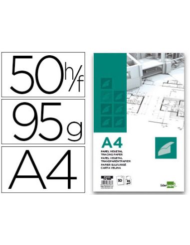 Bloc Papel Vegetal Liderpapel Encolado 50 Hojas 210X297Mm 95Gr
