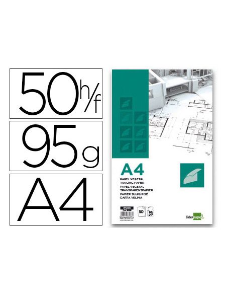 Bloc Papel Vegetal Liderpapel Encolado 50 Hojas 210X297Mm 95Gr
